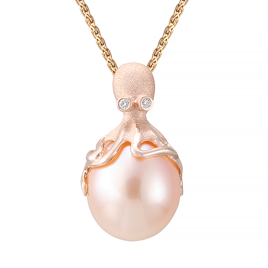 14K Octopus Pearl Pendant 10mm FWP UPO-20-F0K