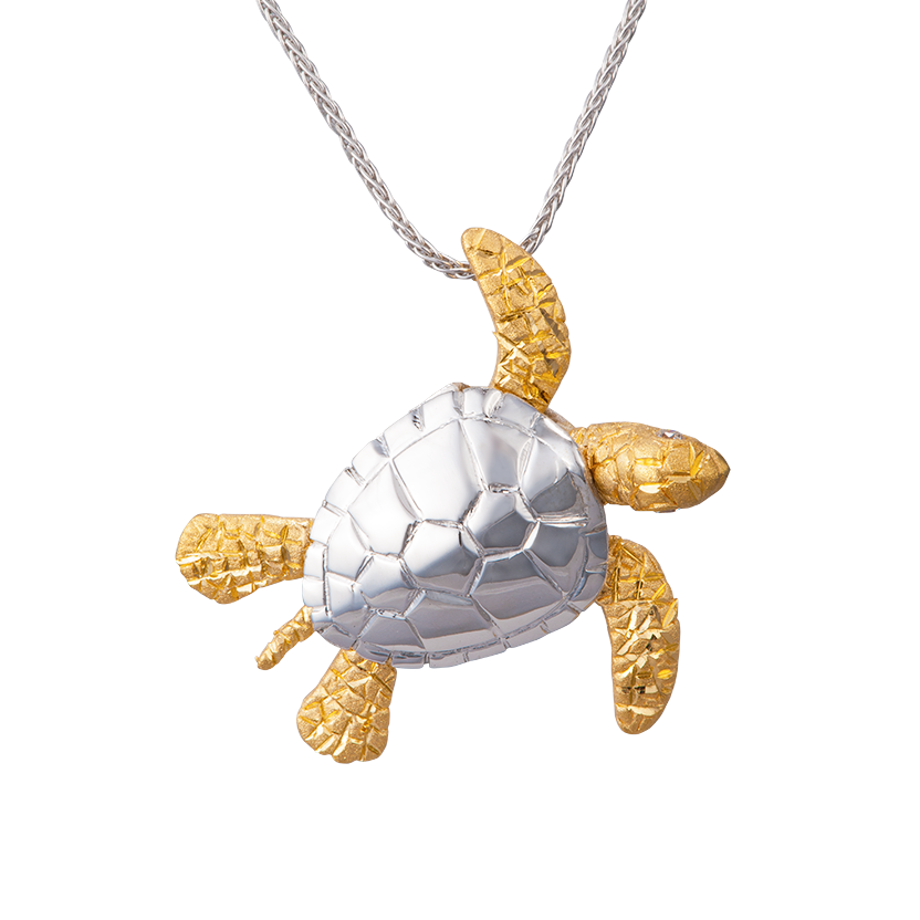 14K 2T 25mm Turtle P/D 2D0.02CT UPTS--25DX