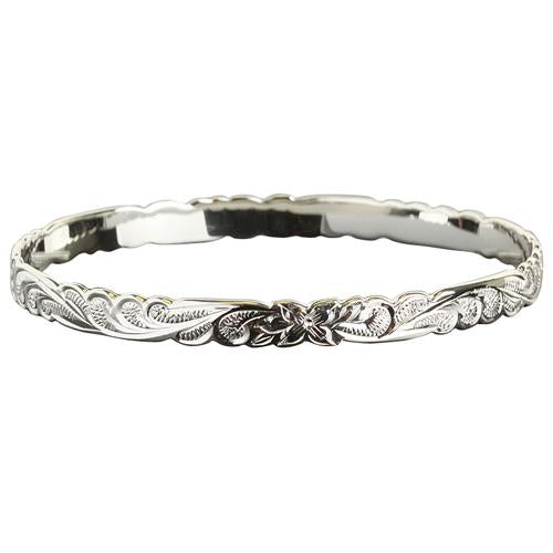 Queen Scroll Bangle Hawaiian Heirloom Bangle Bracelet Silver Bangle