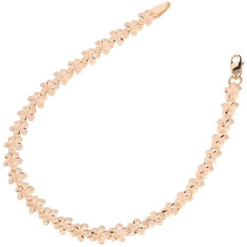 14k Pink Gold Plumeria Linked Bracelet