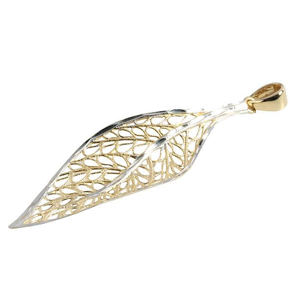 14K Yellow Gold Hollow Leaf Pendant(Chain Sold Separately)