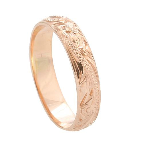 Hawaiian Jewelry 14K Pink Gold 4mm King Scrolling Ring