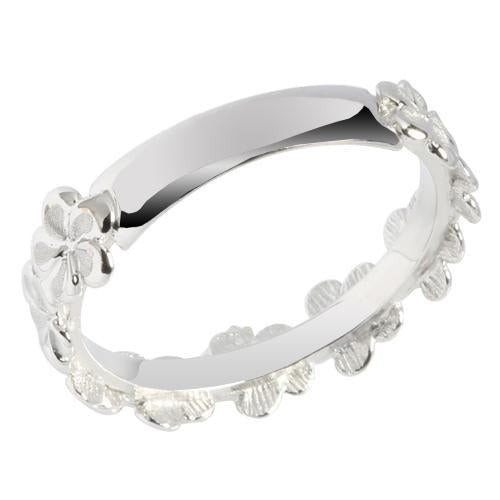 14K White Gold Plumeria Lei Ring with High Polish Edge 5mm - Hanalei Jeweler