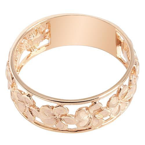 14K Pink Gold See Through Plumeria Lei Ring 7mm - Hanalei Jeweler