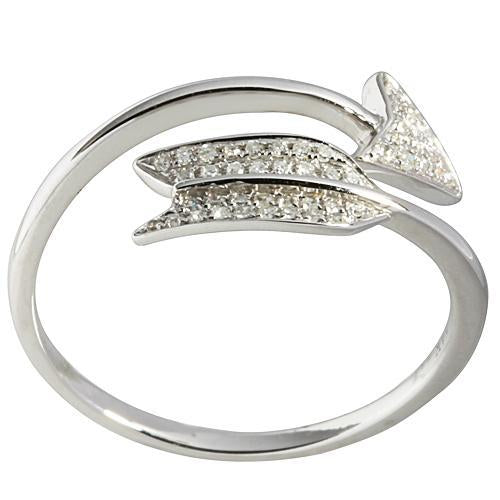 0.15 ct. t.w.  Diamond Ring in Solid 14K White Gold Arrow - Hanalei Jeweler