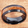 Black Tungsten Hawaiian Koa Wood Rings Mens Wedding Ring Barrel 8mm Hawaiian Ring