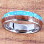 Koa Wood Opal Tungsten Two Tone Wedding Ring Half Wood/Opal 6mm Barrel Shape Hawaiian Ring